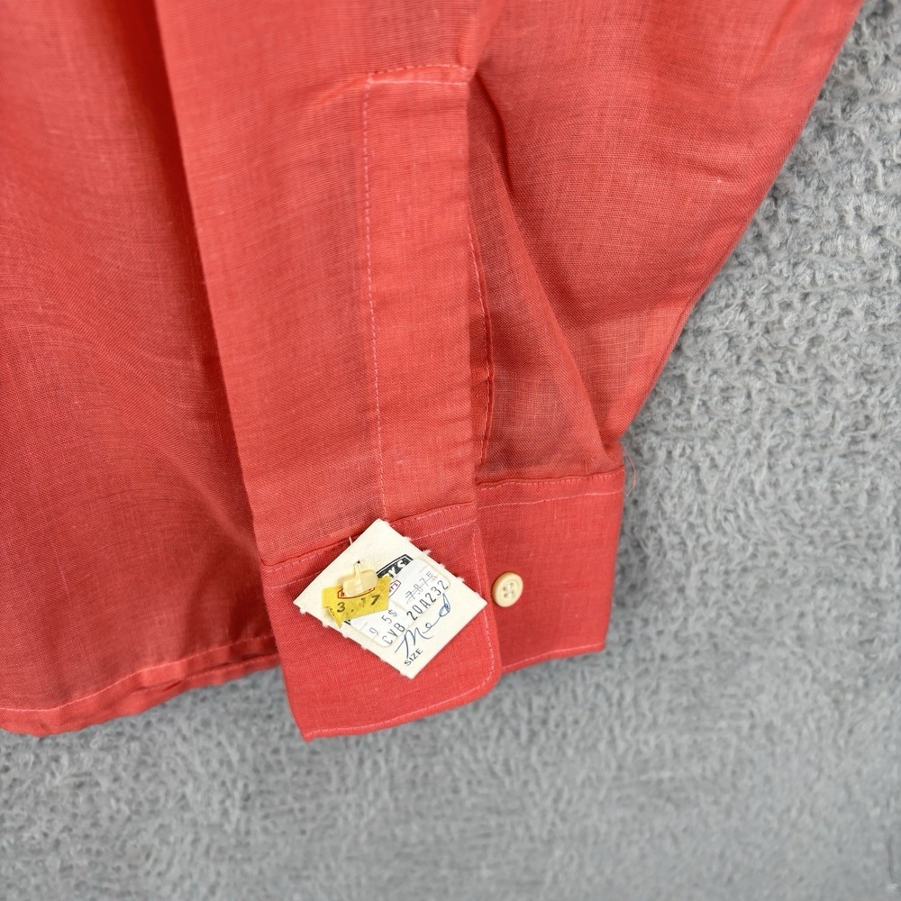 Vtg Brigade By Arrow Shirt Mens Medium Pink Paper Thin Disco 70s Rockabilly NOS - Picture 3 of 8